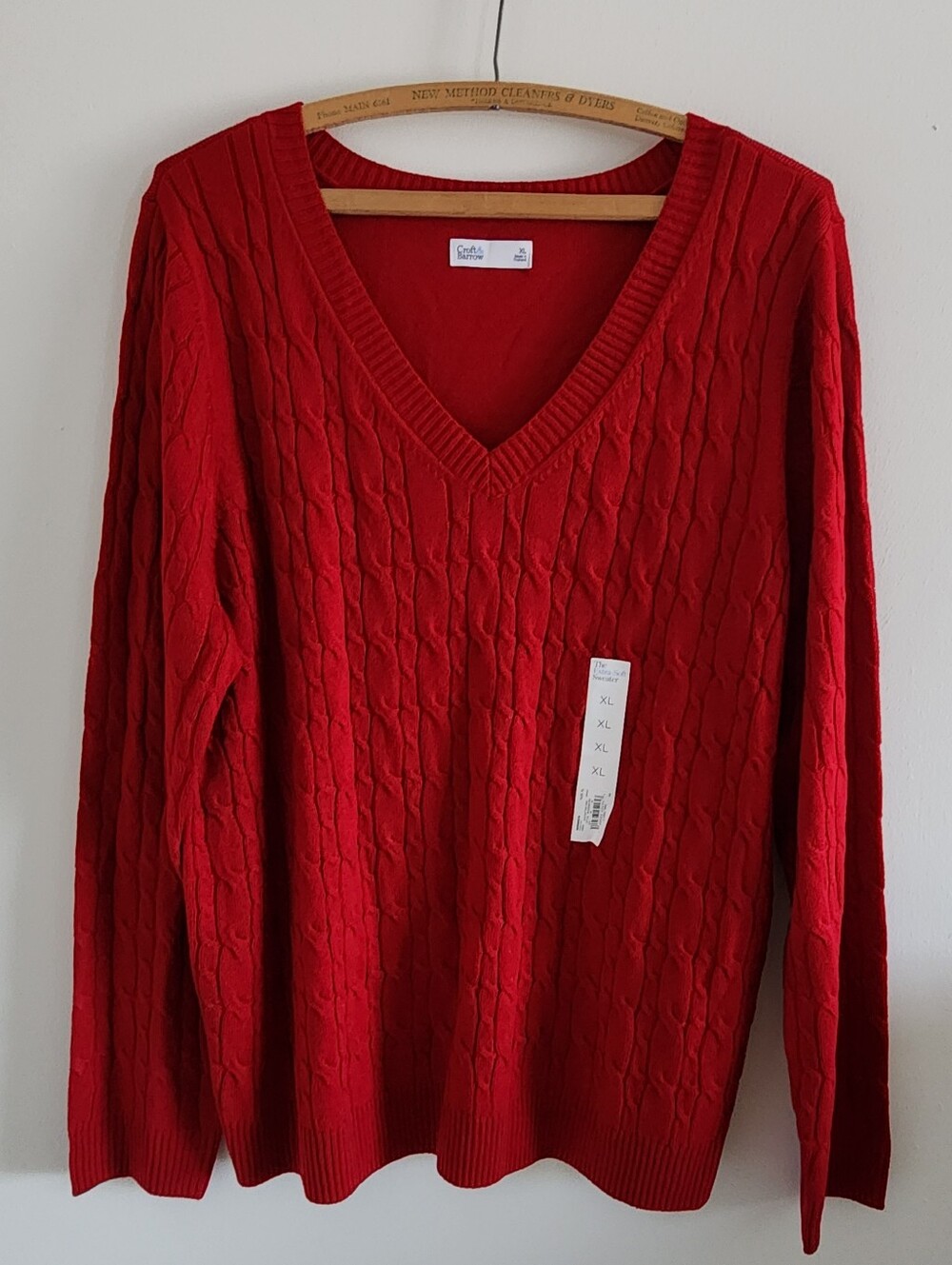 NWT kohls Croft & Barrow Red Long Sleeve Pullover Sweater Womens Size XL Holiday